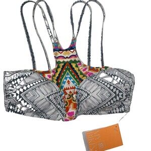 Rip Curl Women's Junior's  Surf Strappy Back Bikini Top SwimSuit Sz M Colorful